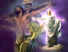 Lenten Reflection Jesus on the cross and Jesus being resurected 
